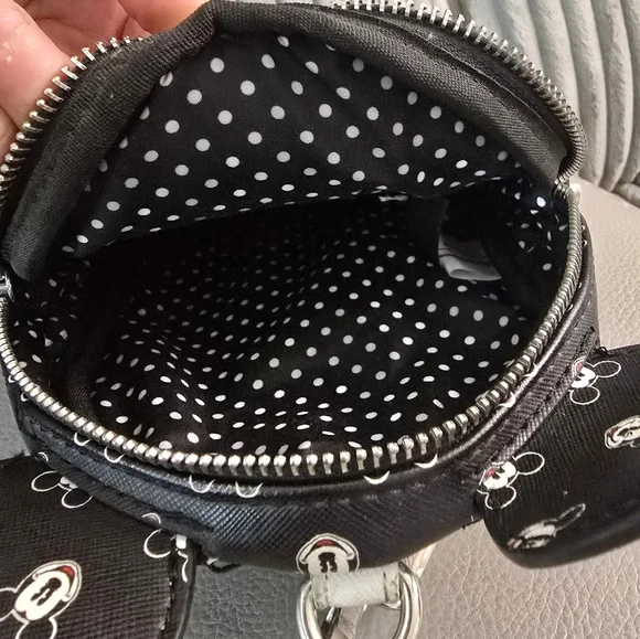 Disney Parks Loungefly Mickey Mouse Faces Mini Backpack Wristlet Black White Bag - Picture 4 of 8